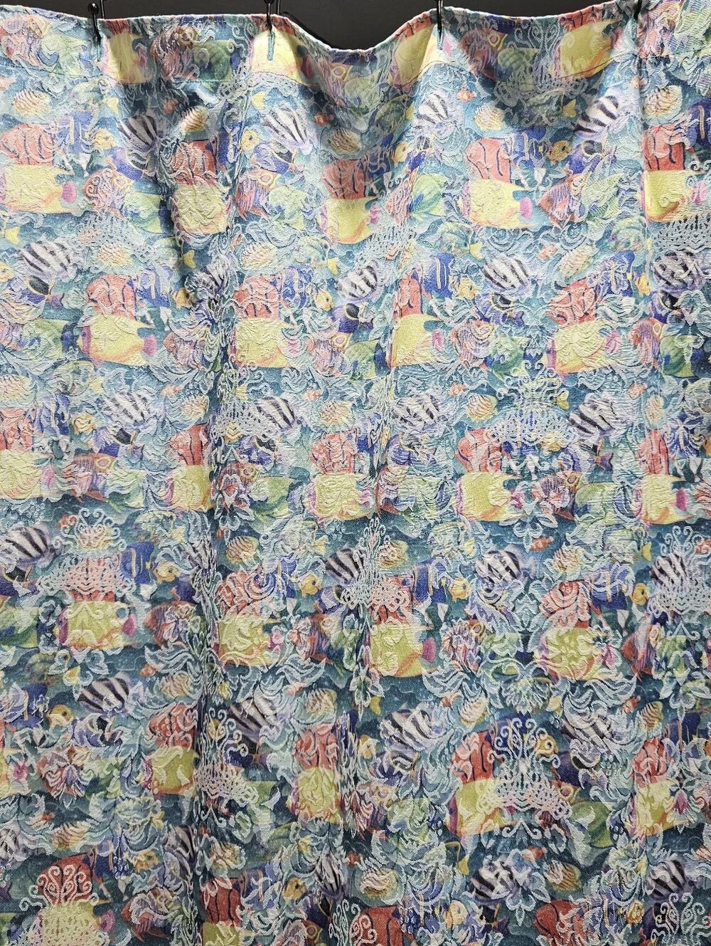 JC Penney Home Tropical Fish Jacquard Shower Curtain Coral Reef Tropical Bright